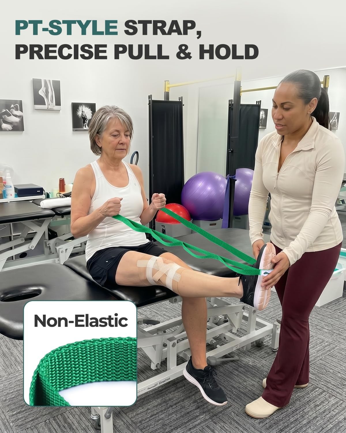 Stretching Strap with Loops Leg Lifter PT Rehab Yoga Hamstring Back Stretch