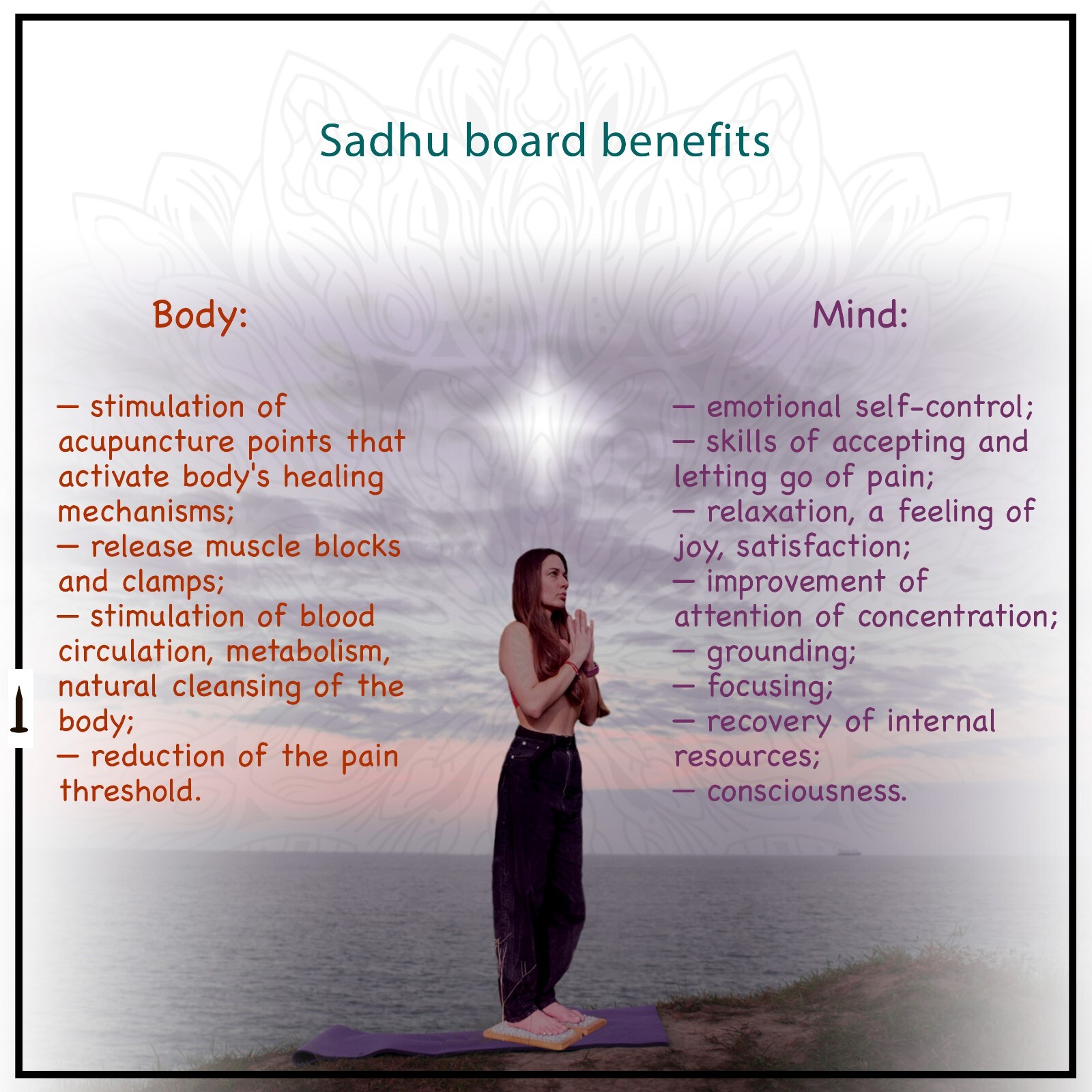 Sadhu board for Beginners from 100% Ash wood , Nails Step 10mm, Tree of Life