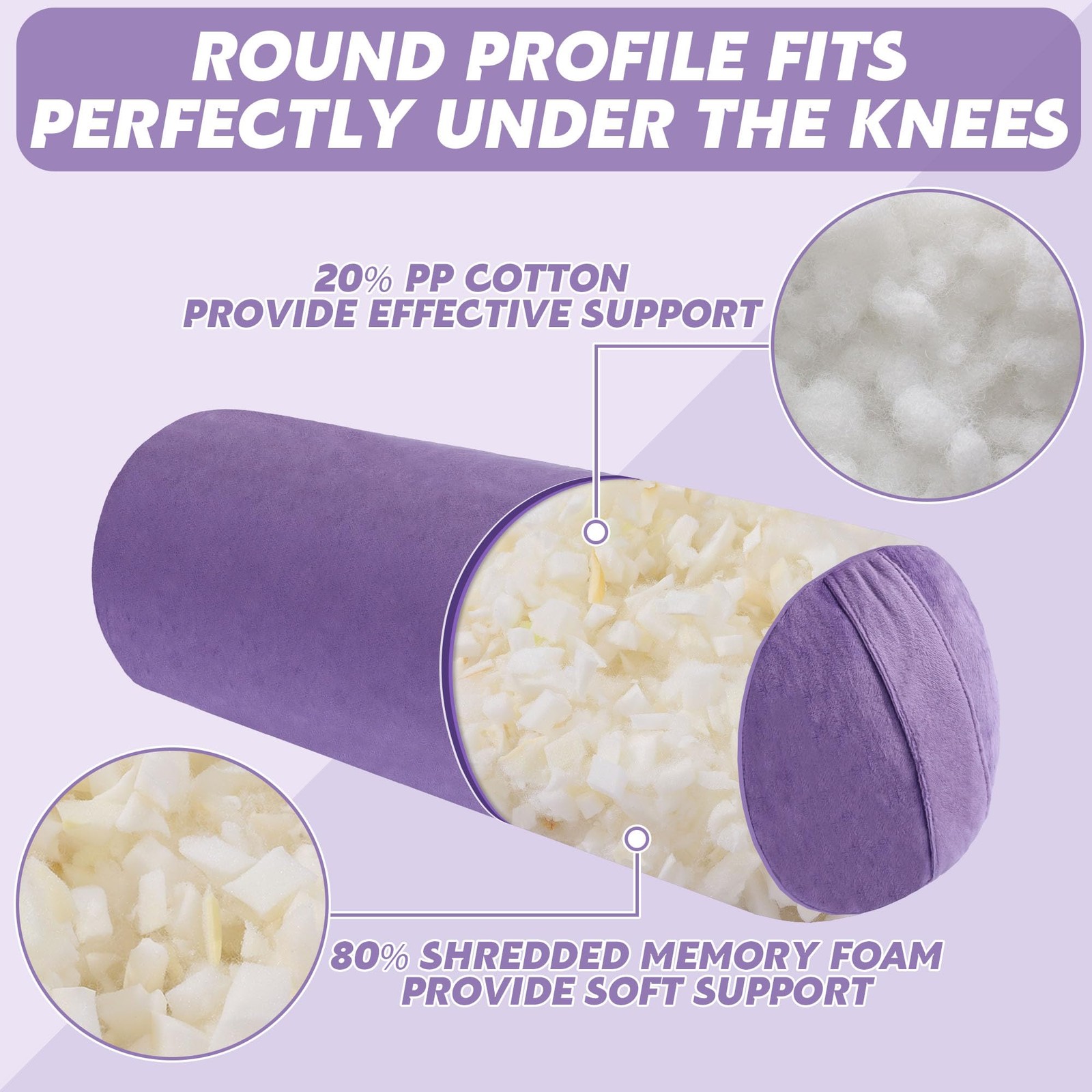 Round Yoga Pillow, Cylindrical Yoga Bolster Pillow with Washable Cover, Medit