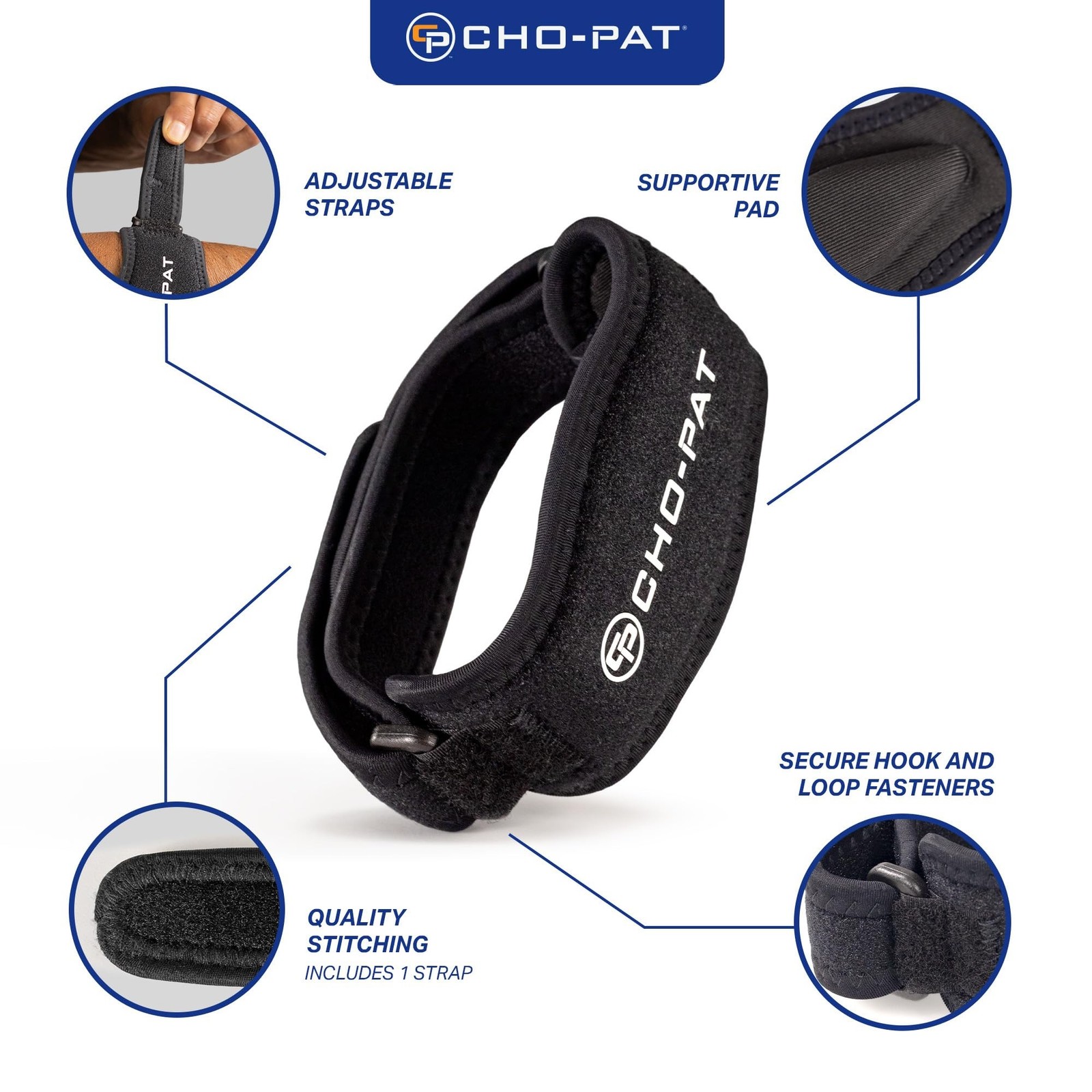 Cho-Pat Tennis Elbow Strap, Adjustable Forearm Support for Tennis Elbow, Over…