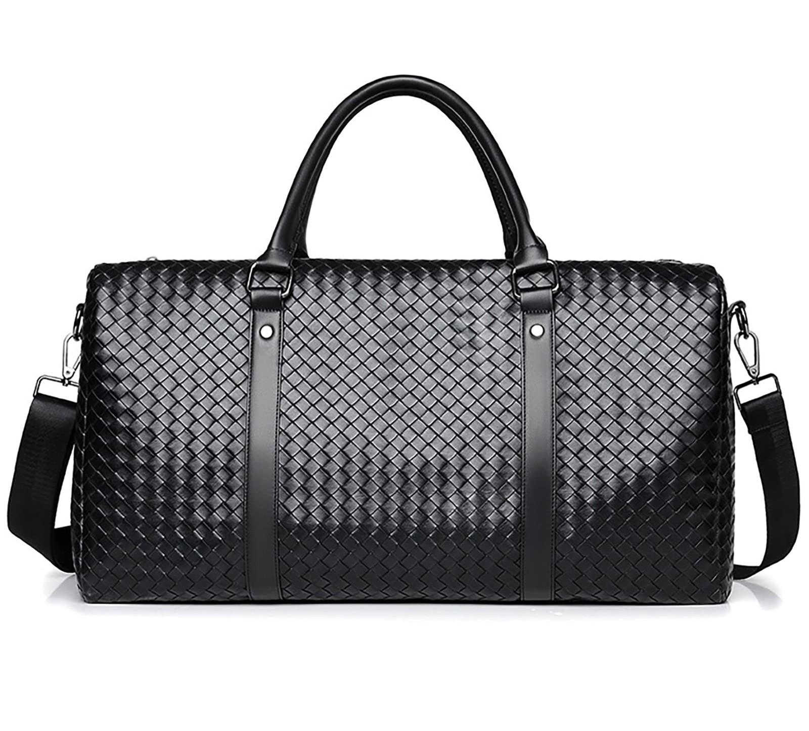 Leather Travel Duffle Bag for Men, Woven Carry On Weekender Overnight Bags fo…
