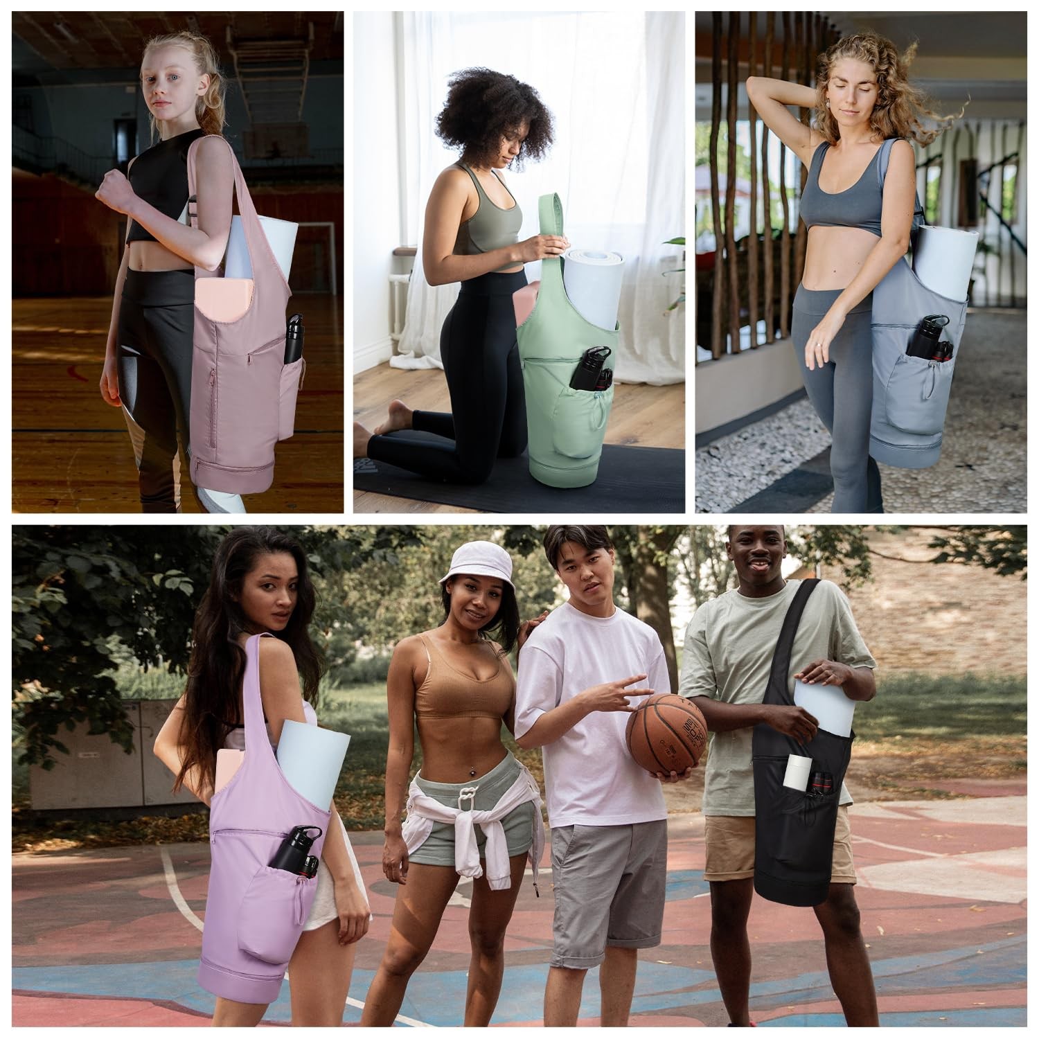 Yoga Mat Bag, Opening Large Yoga Mat Carrier Bag with Zipper Pocket and Botto…