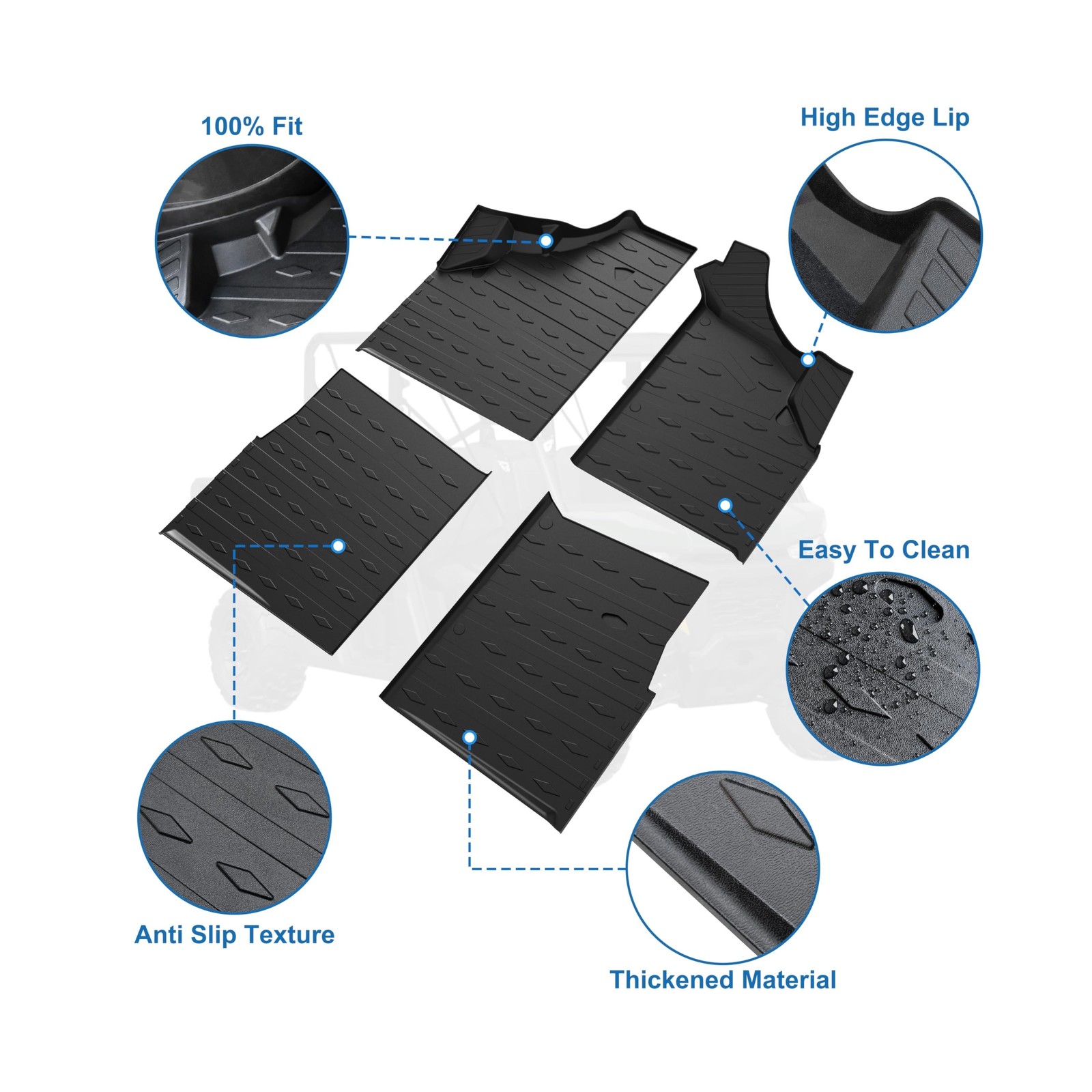 TPE Floor Mats for Can Am Defender Max, Front Rear Anti-Slip Rubber Floor Mat…