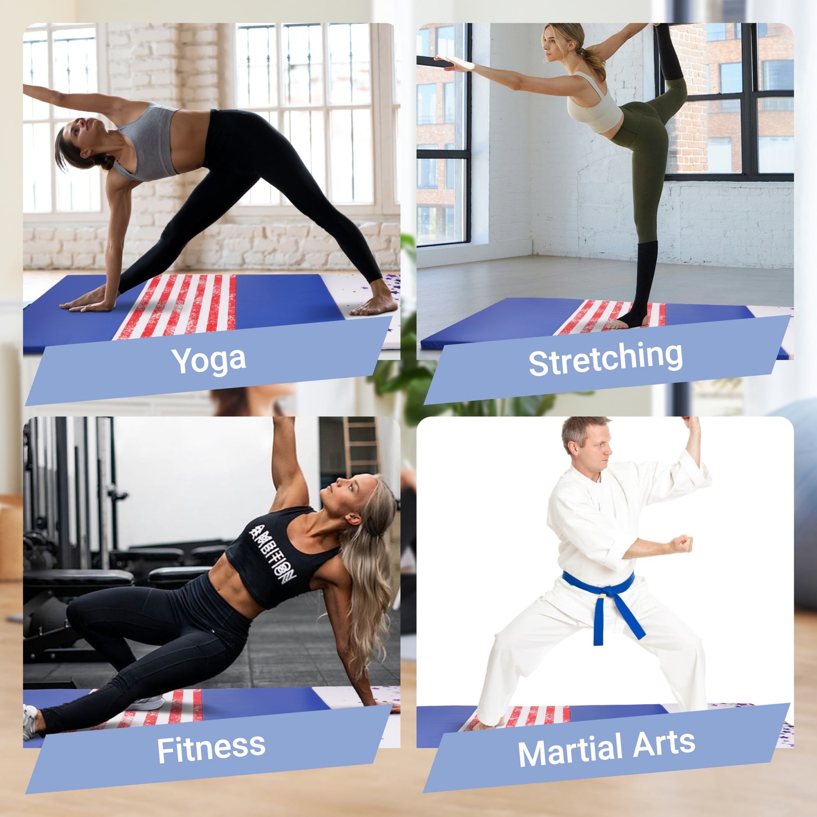 Versatile 4&rsquo;x8&rsquo;x2&Prime; High-Density Gym Mats Extra Thick Anti-Tear Easy-Clean