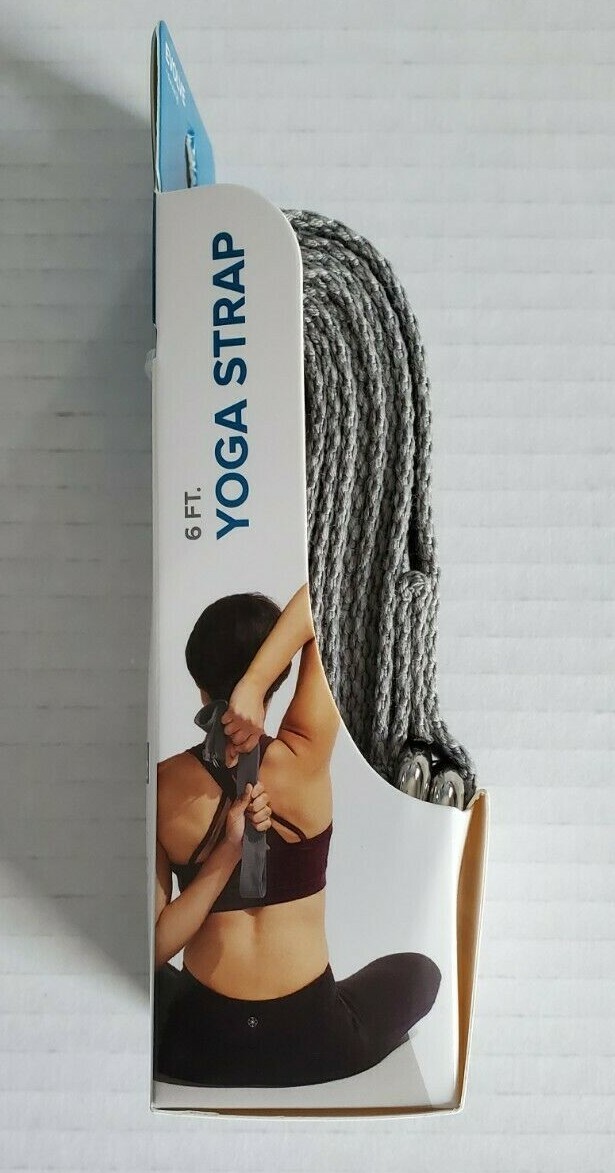 Evolve Yoga Strap Gray 6 Feet Machine Washable 100% Polyester Durable D-Ring