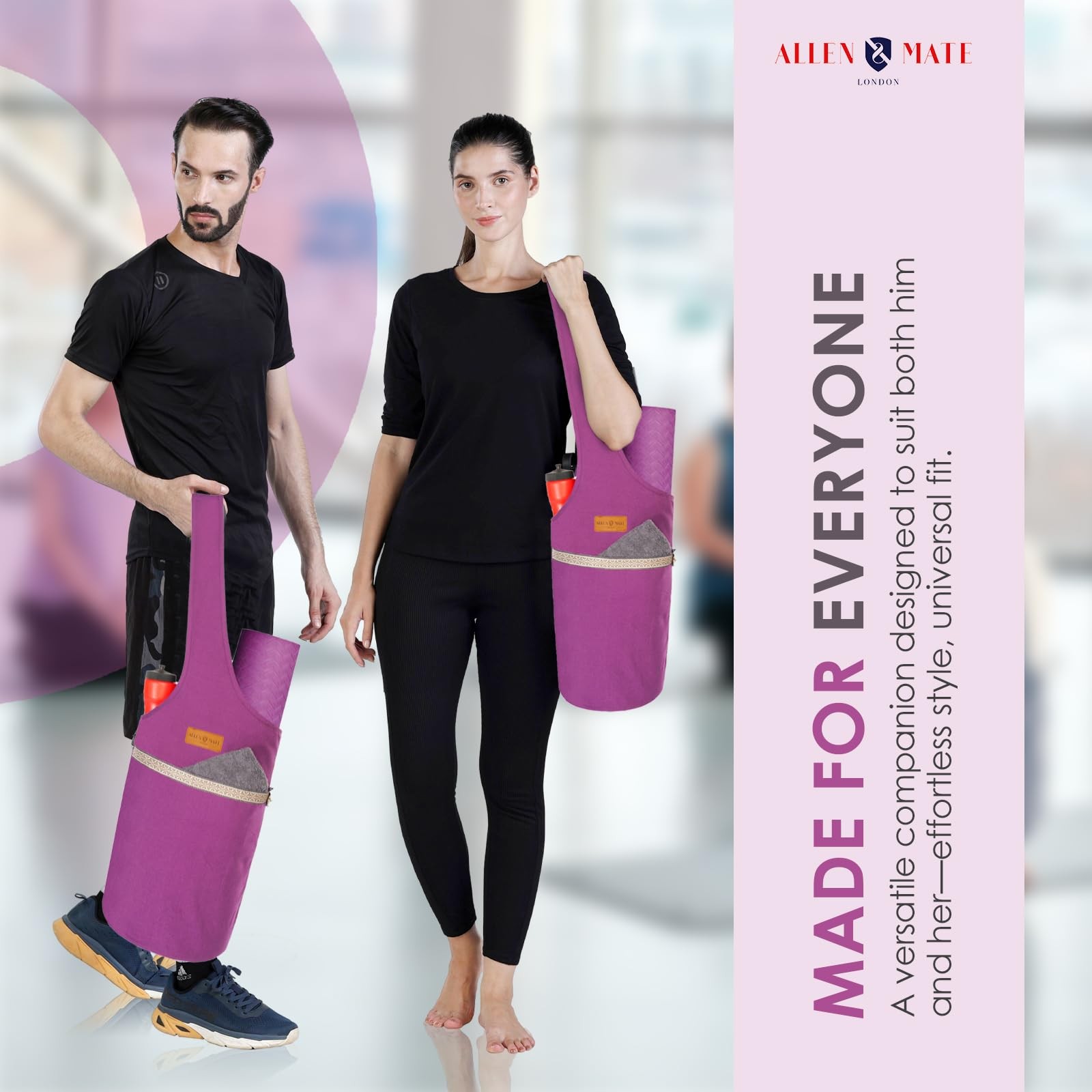 100% Cotton Canvas Yoga Mat Bag – Shoulder Strap Carrier Large Size Pocket Zi…