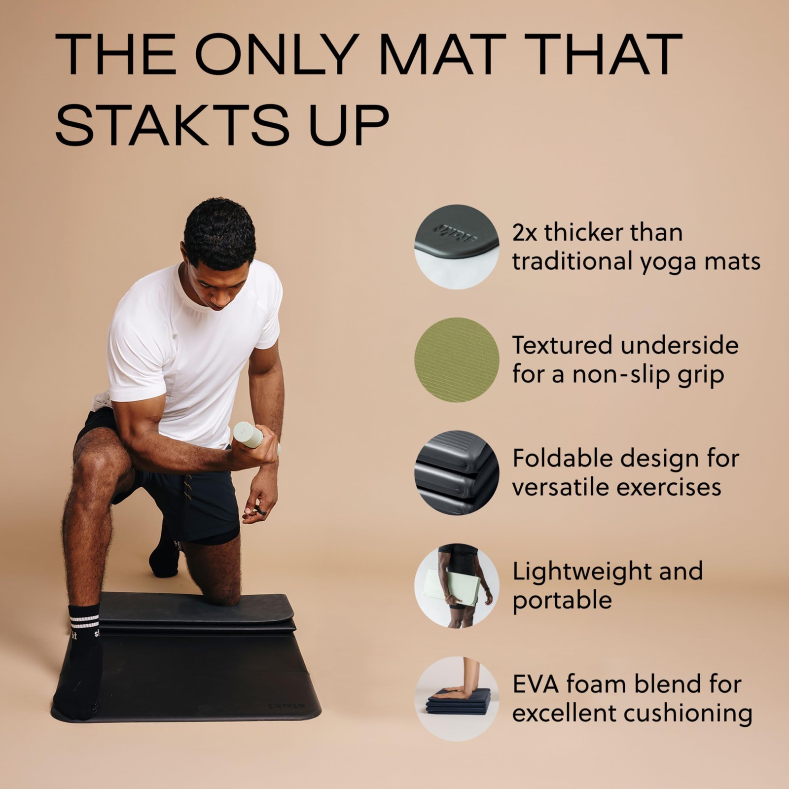 The Original Foldable Yoga Mat, Premium Foldable Exercise & Workout Mat with …