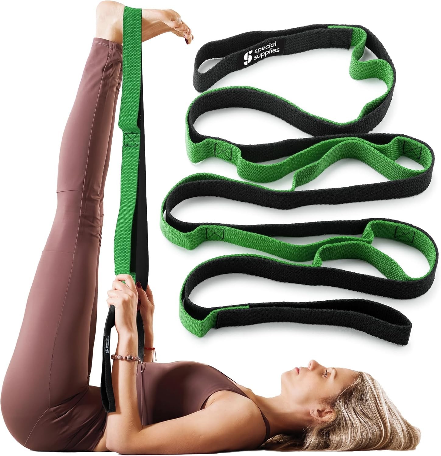 Deep Stretch Yoga Strap with Multiple Loops for Adults Home Workout Equipment