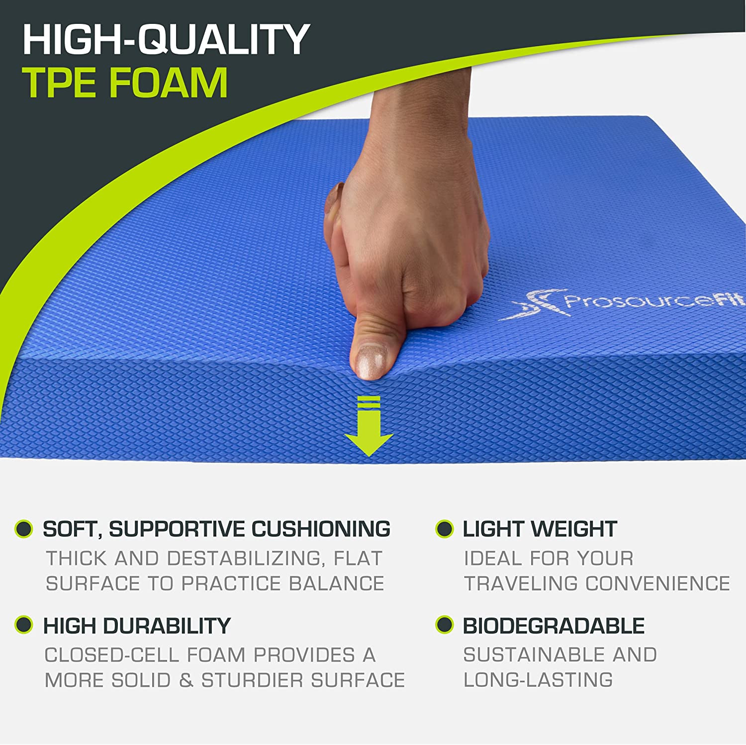 Prosourcefit Exercise Balance Pad, Non-Slip Cushioned Foam Mat & Knee Pad for Fi