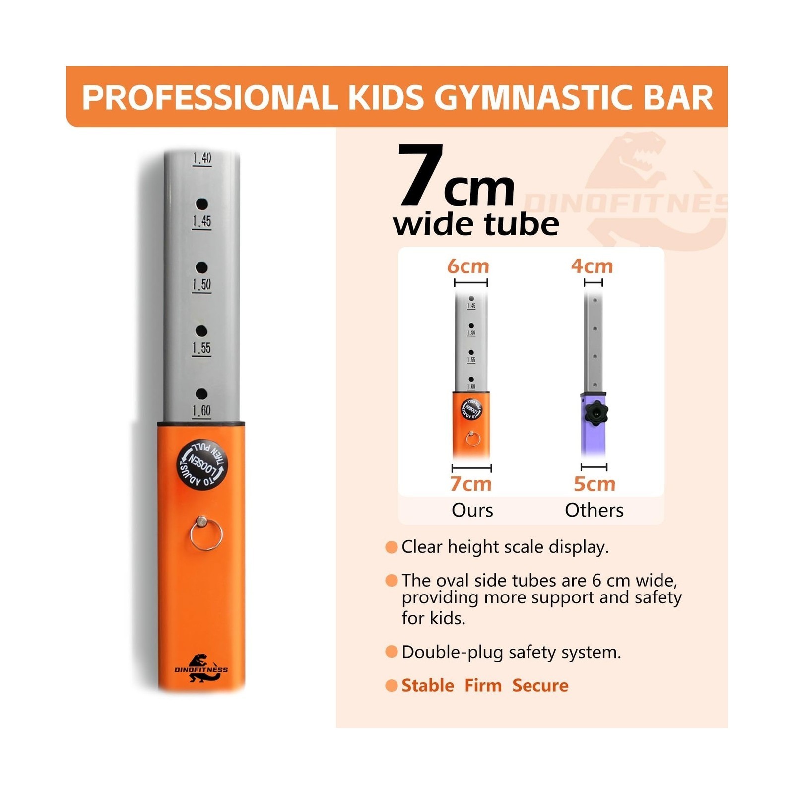 Gymnastics Bar for Kids,11 Levels Adjustable Height Gymnastics Equipment for …