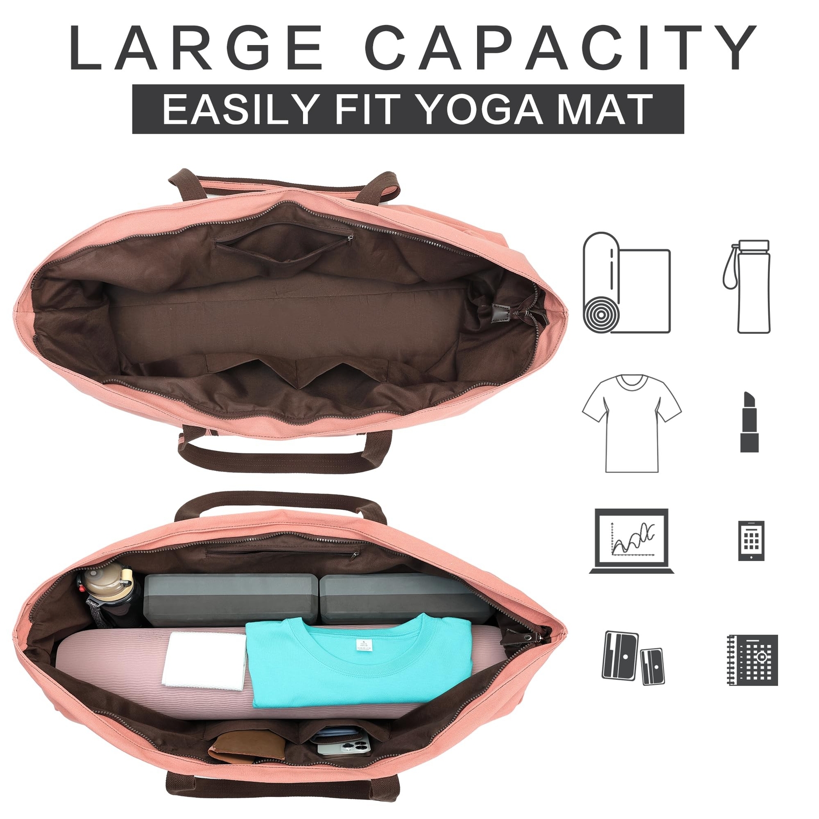 with Multi-Functional Storage Pockets Full-Zip Extra Large Yoga Mat Tote Bag …