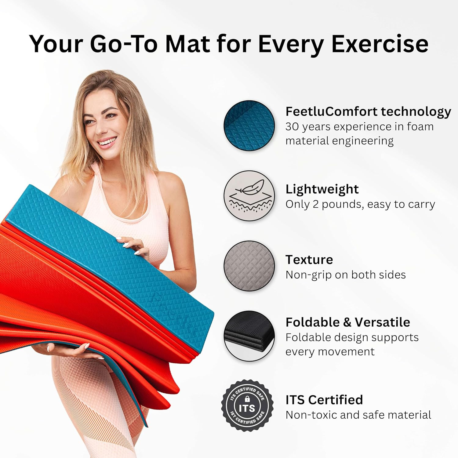 Foldable Yoga Exercise Mat – Lightweight, Anti-Slip, and Easy to Store for Yoga,