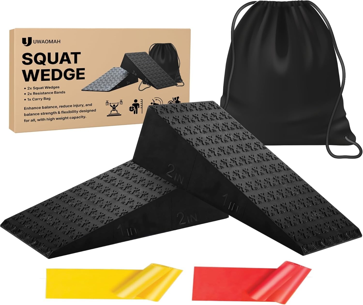 Squat Wedge – 2 Inch Heel Elevated Slant Board for Squats | Calf Stretch Uwaomah