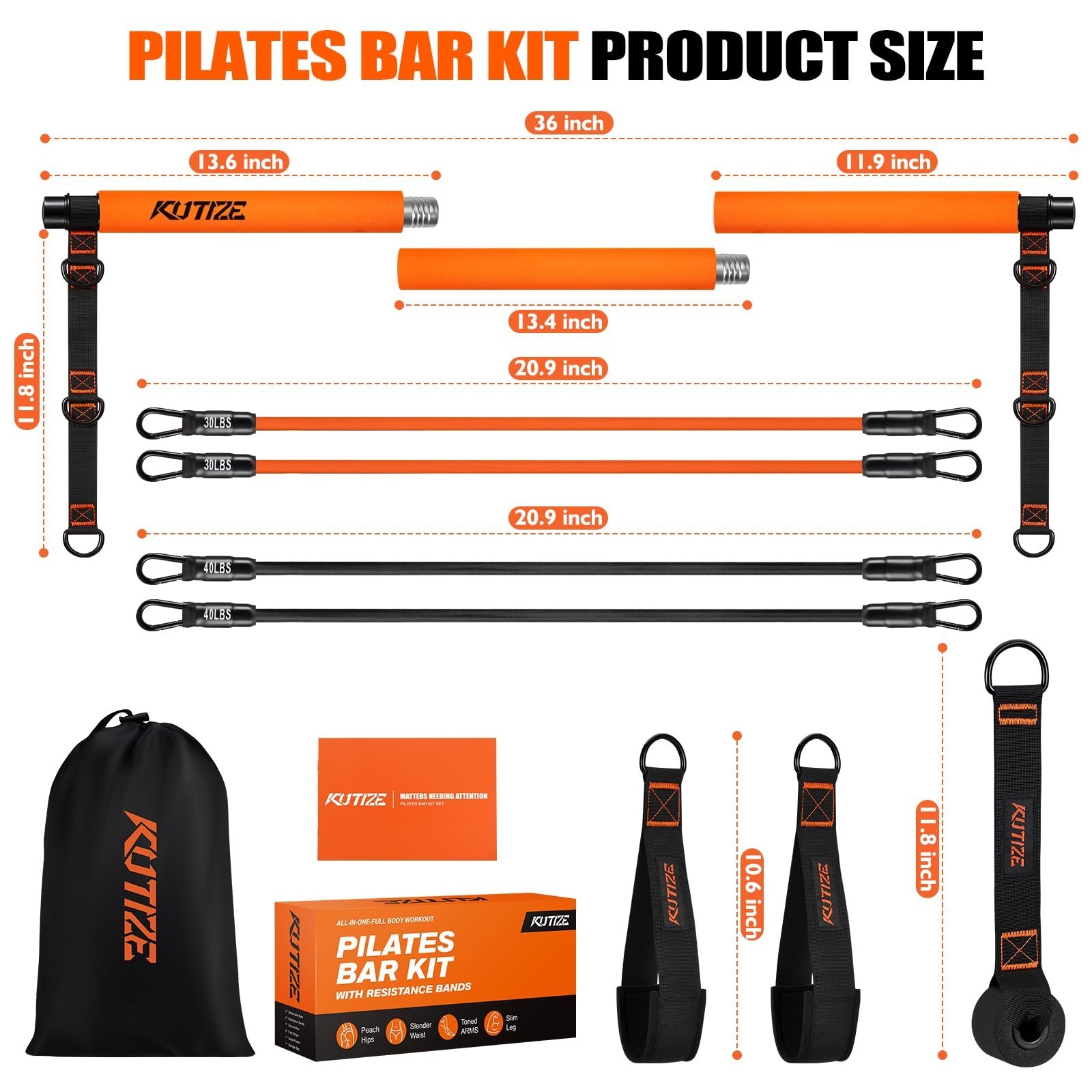 Pilates Bar Kit with Resistance Bands, Pilates Equipment, Multifunctional Pil…