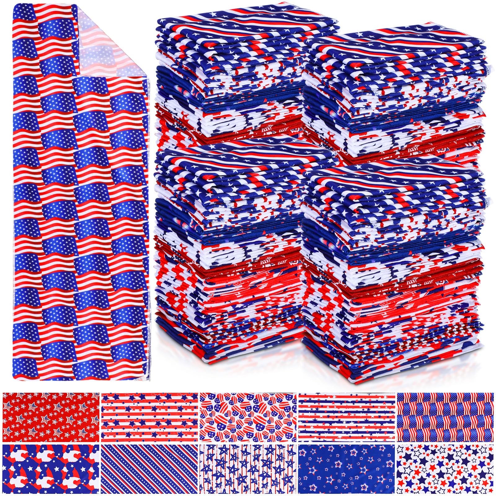 Hosuly 50 Pack 4Th Of July Cooling Towel Bulk Patriotic Style Ice Towel