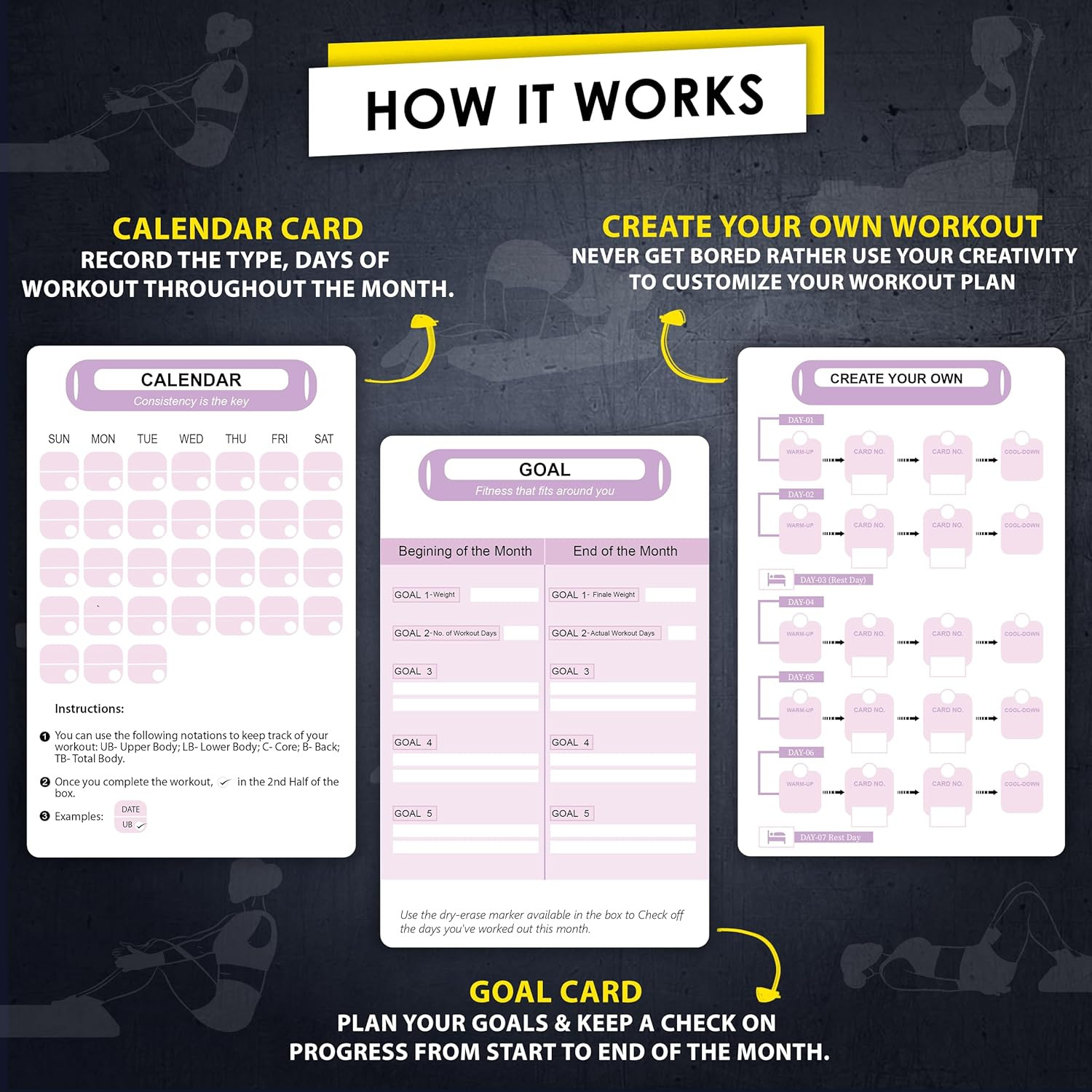 Pilates Board Workout Cards – 71 Reformer Board Exercise Cards with Postures, In