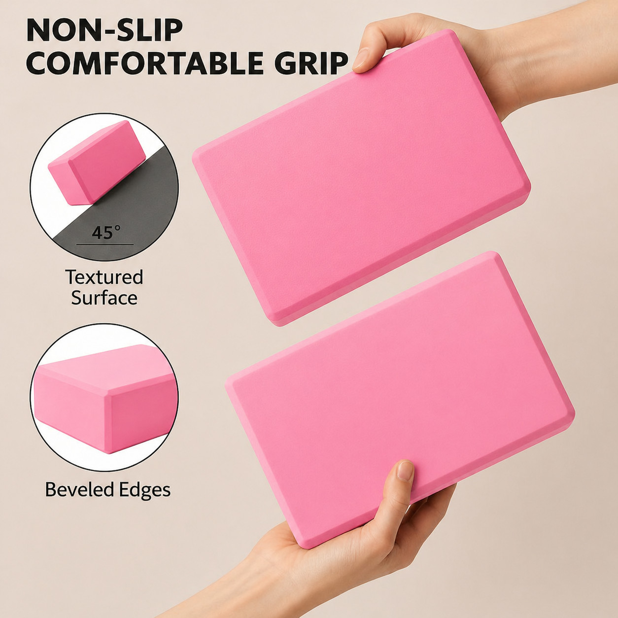 Yoga Blocks 2-Pack – High Density Foam Yoga Bricks for Balance & Stretching