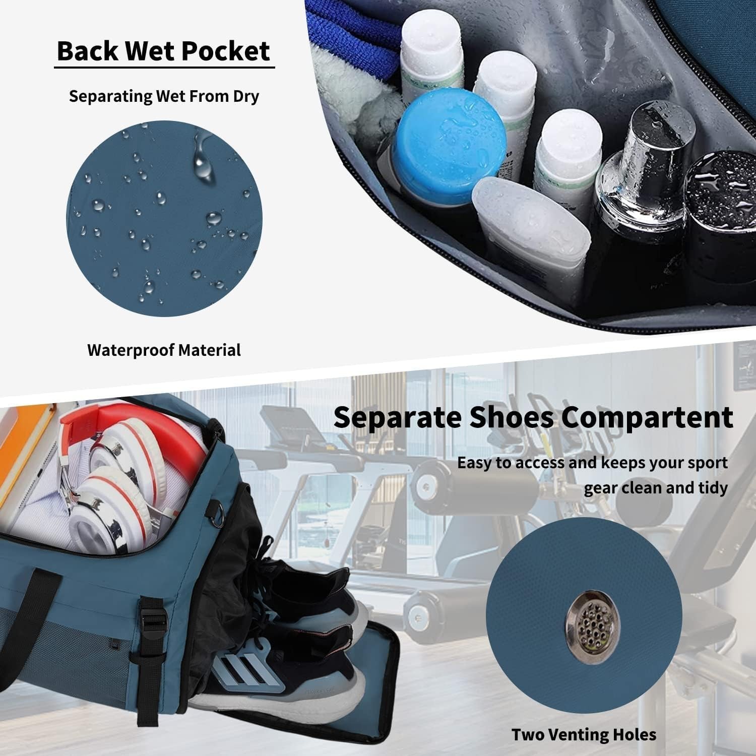 Extra Large Sports Gym Bag, Travel Duffel bag with Wet Pocket & Shoes Compart…