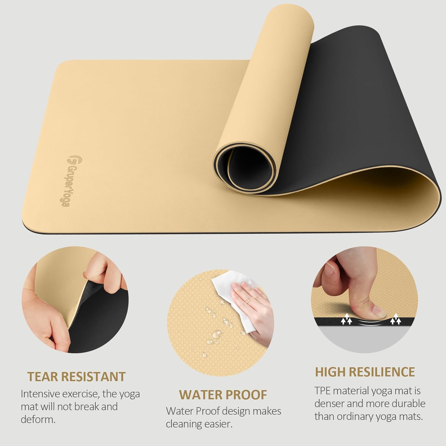 Yoga Mat Non Slip, 72&Prime;L X 24&Prime;W X 0.24&Prime;/0.32&Prime;TH, Anti-Tear Exercise Mat with Carr