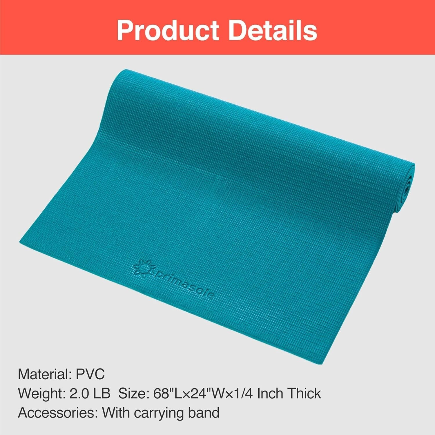 Primasole Yoga Mat with Carry Strap for Yoga Pilates Fitness and Floor Workou…