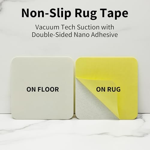 Rug Tape for Hardwood Floor, 12 PCS Reusable Non Slip Rug Pad for Home &