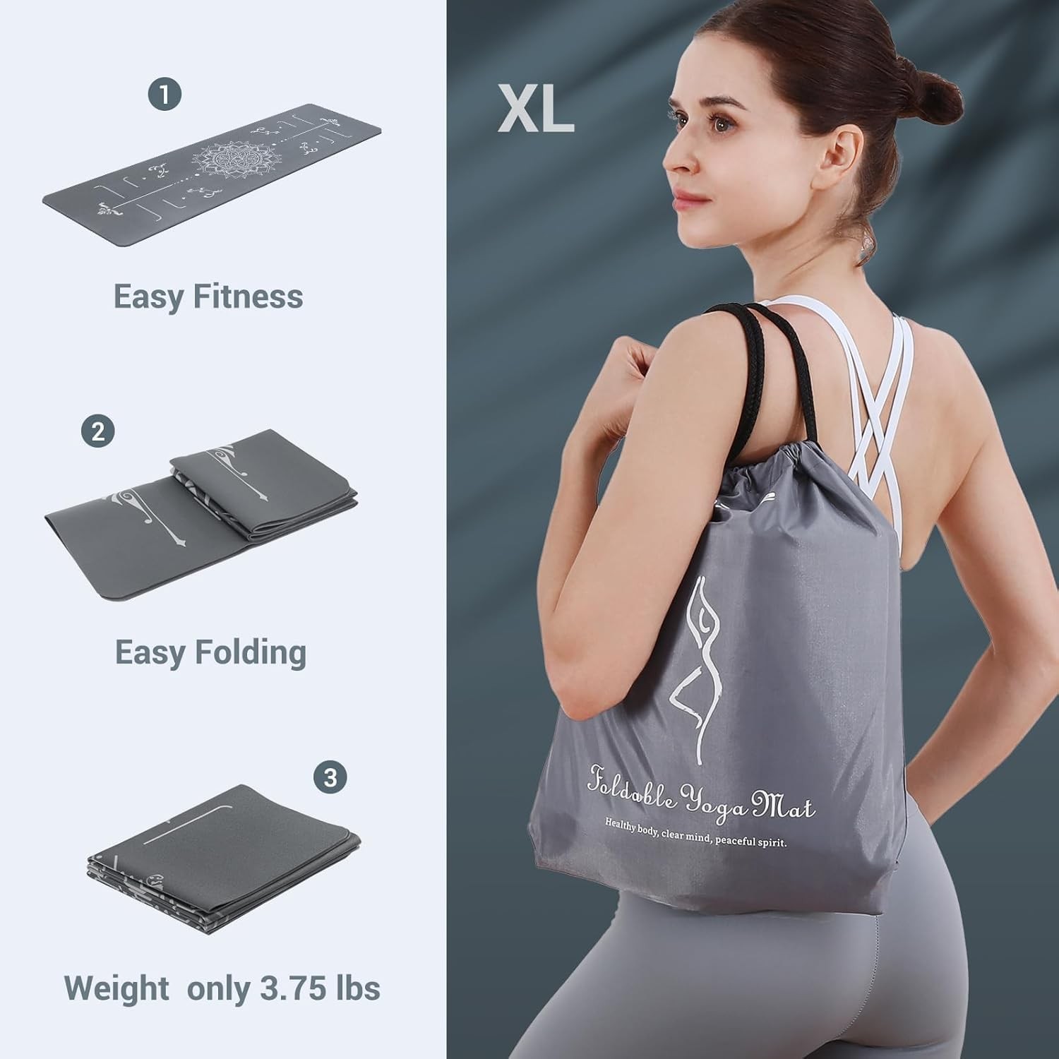 Avoalre Yoga Mat Foldable – Textured Non Slip Exercise Mat -Travel Lightweigh…
