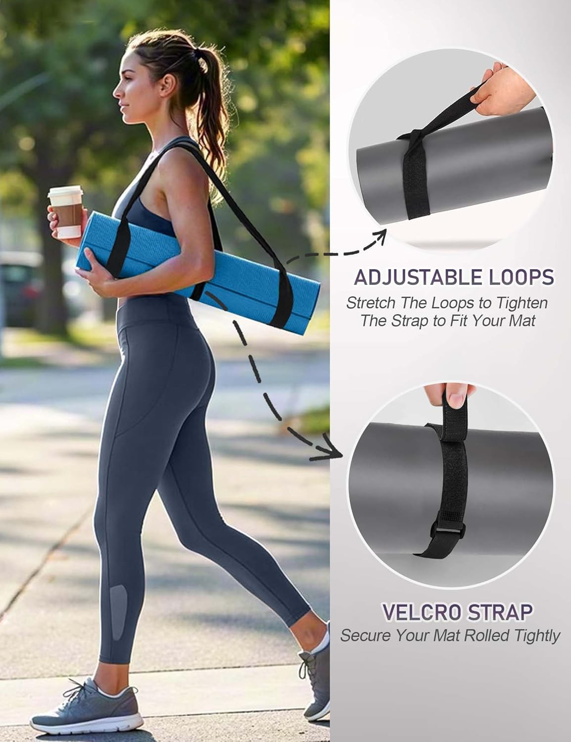Yoga Mat Carrier Strap Long – Adjustable Thick and Wide Strap for Carrying Mat o