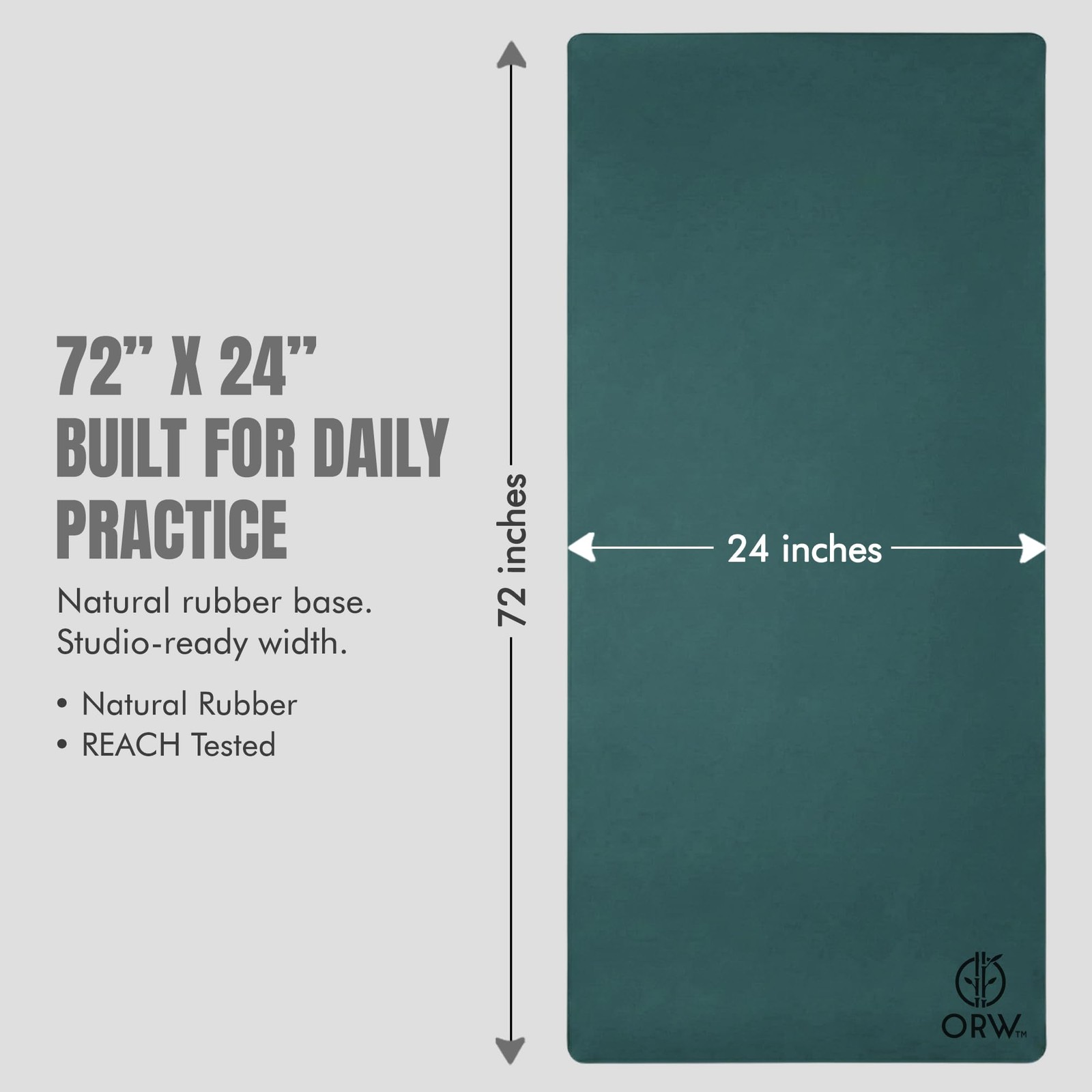 Yoga Mat PU Rubber, Non 72 x 24 inches, Blackish Green Rubber 72×24