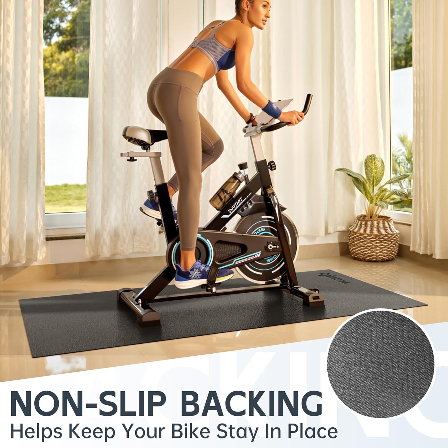 Treadmill Mat, Bike Trainer Mat for Stationary Spin Bike, 72&Prime; x 48&Prime; Non Slip