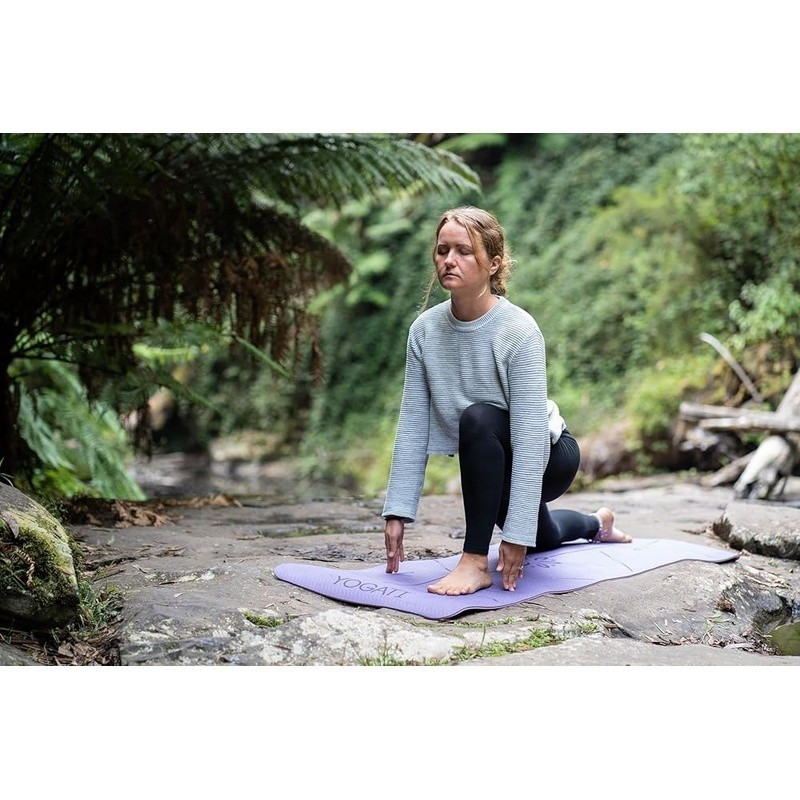 Non-Slip Yoga Mat W/ Alignment Lines TPE Dual Surface Fitness Pilates Training