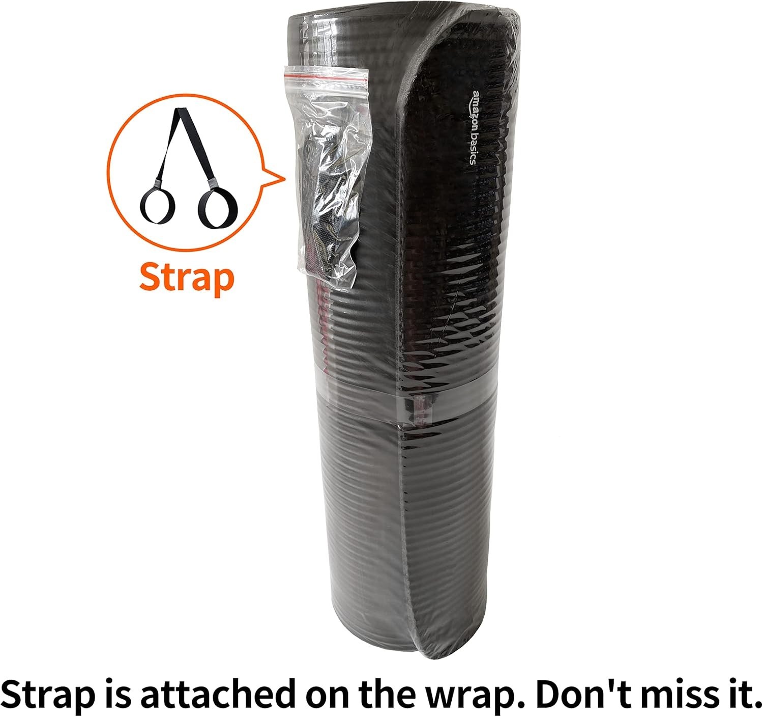 Amazon Basics 1/2 Inch Extra Thick Exercise Yoga Mat with Carrying Strap, Cushio