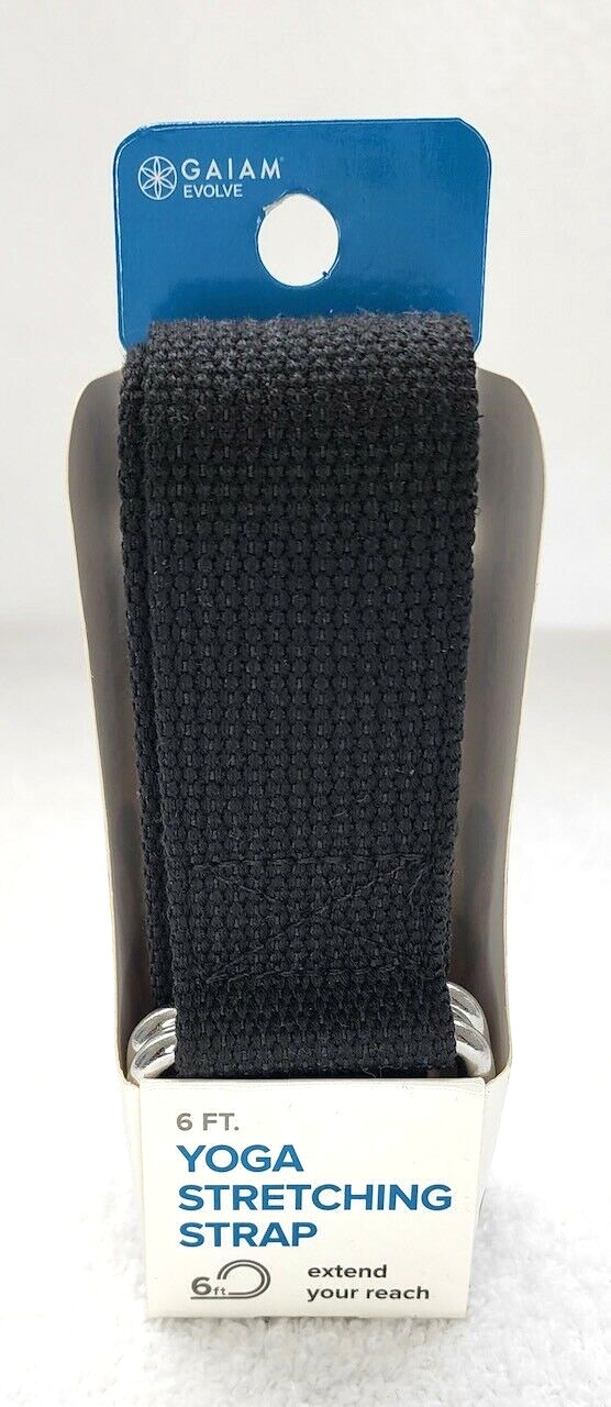 GAIAM EVOLVE Black 6 ft Yoga Stretching Strap 100% Polyester – NEW
