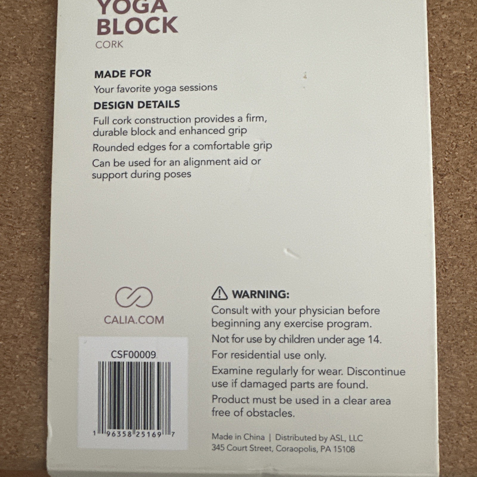 Yoga block – cork From Calia