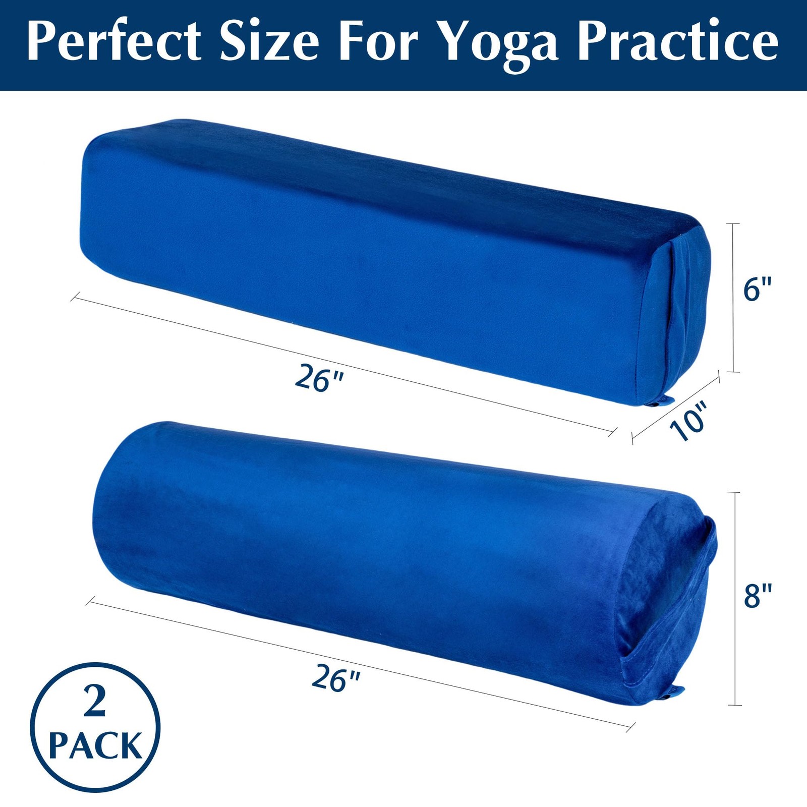 2-Pack Yoga Bolster Pillow Set: Rectangular & Cylinder Pillows for Meditation…