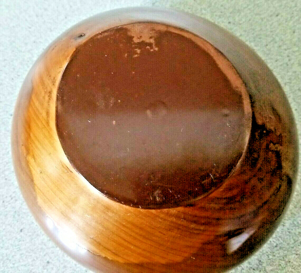Original carved PINE BOWL with COPPER INLAY & WASH! 7.5&Prime; x 3.75&Prime; energy healing