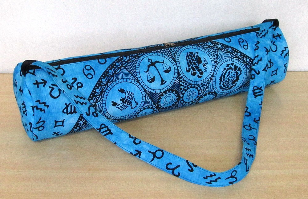 Turquoise Jodiac Yoga Mat Carrier Bag Hippie Mandala Cotton Bags With Shoulder