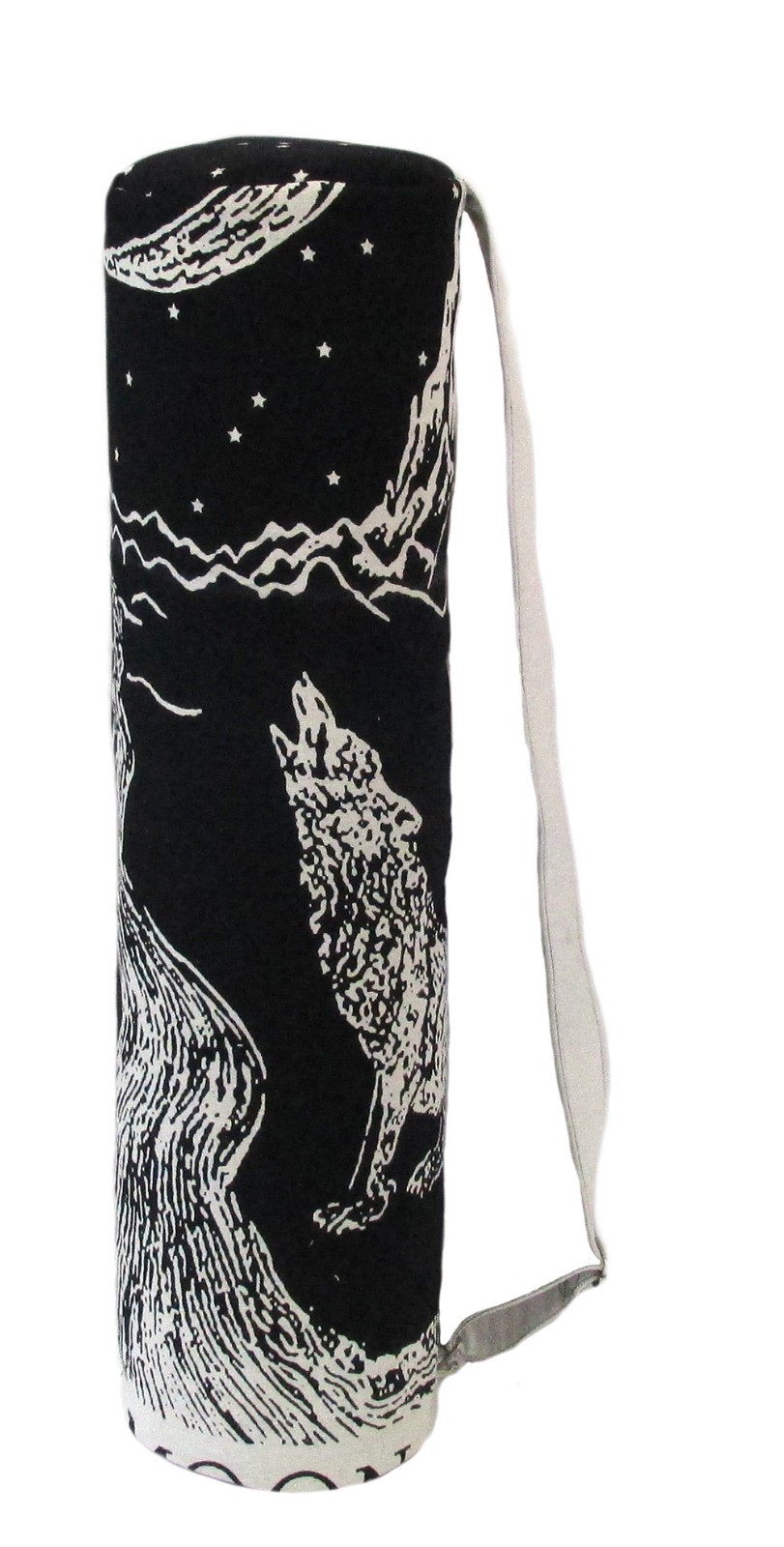 Black Wolf Yoga Mat Carrier Bags Hippie Mandala Cotton Bags With Shoulder Strap
