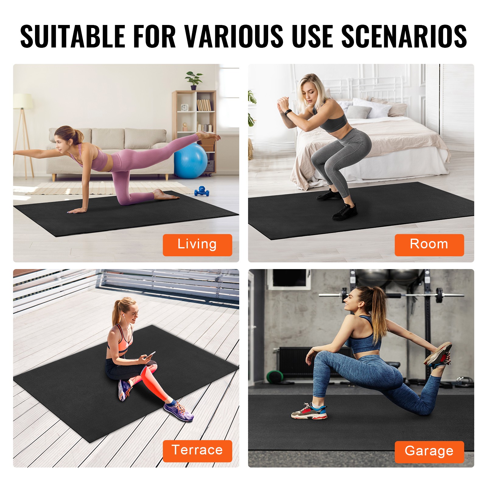 Exercise Mat Non Slip Yoga Mat Gym Fitness Pilate Workout Mat (7x5ft)