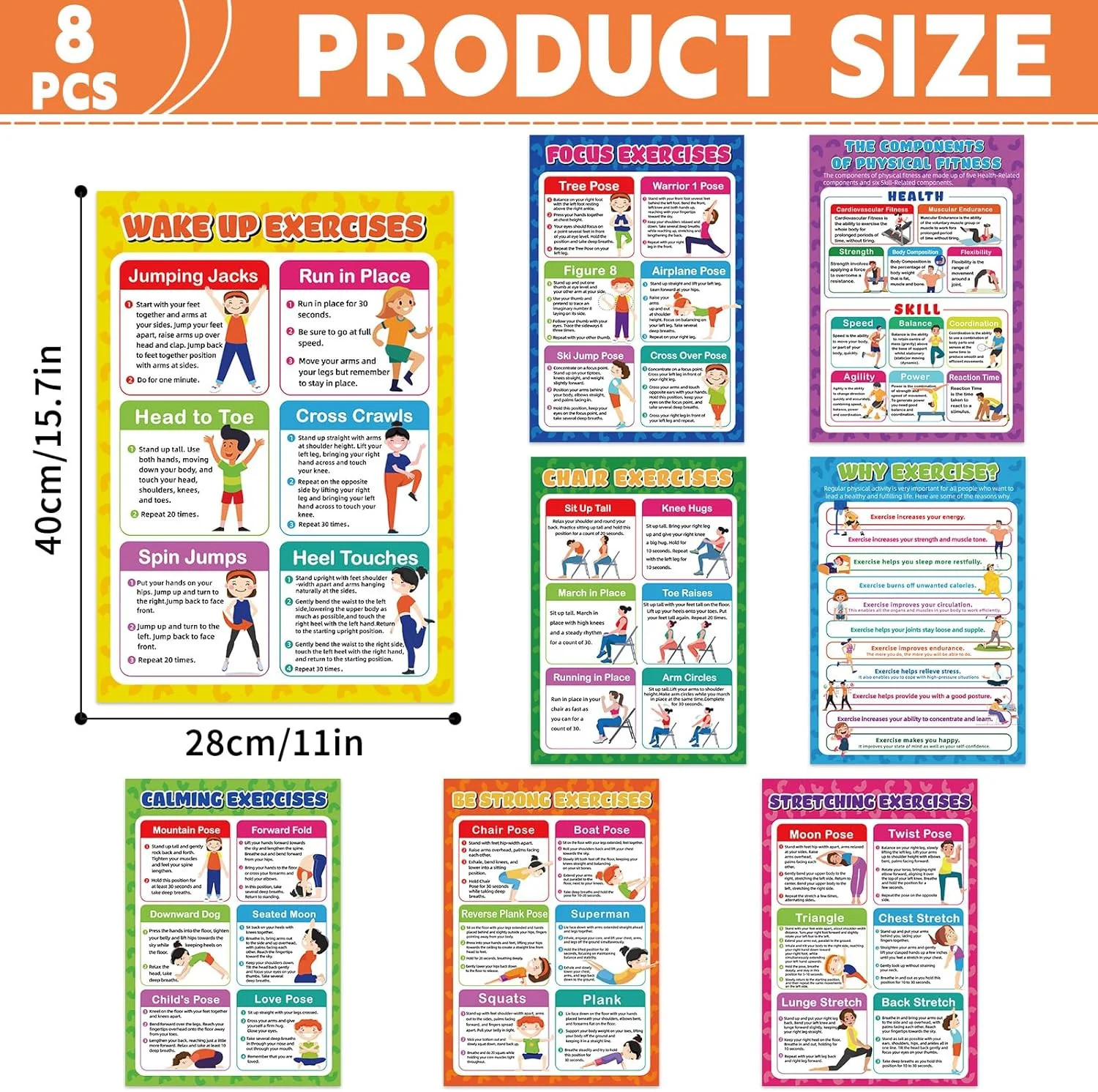 gisgfim Exercise Posters Stretching Yoga Workout Poster Physical Educational Fit