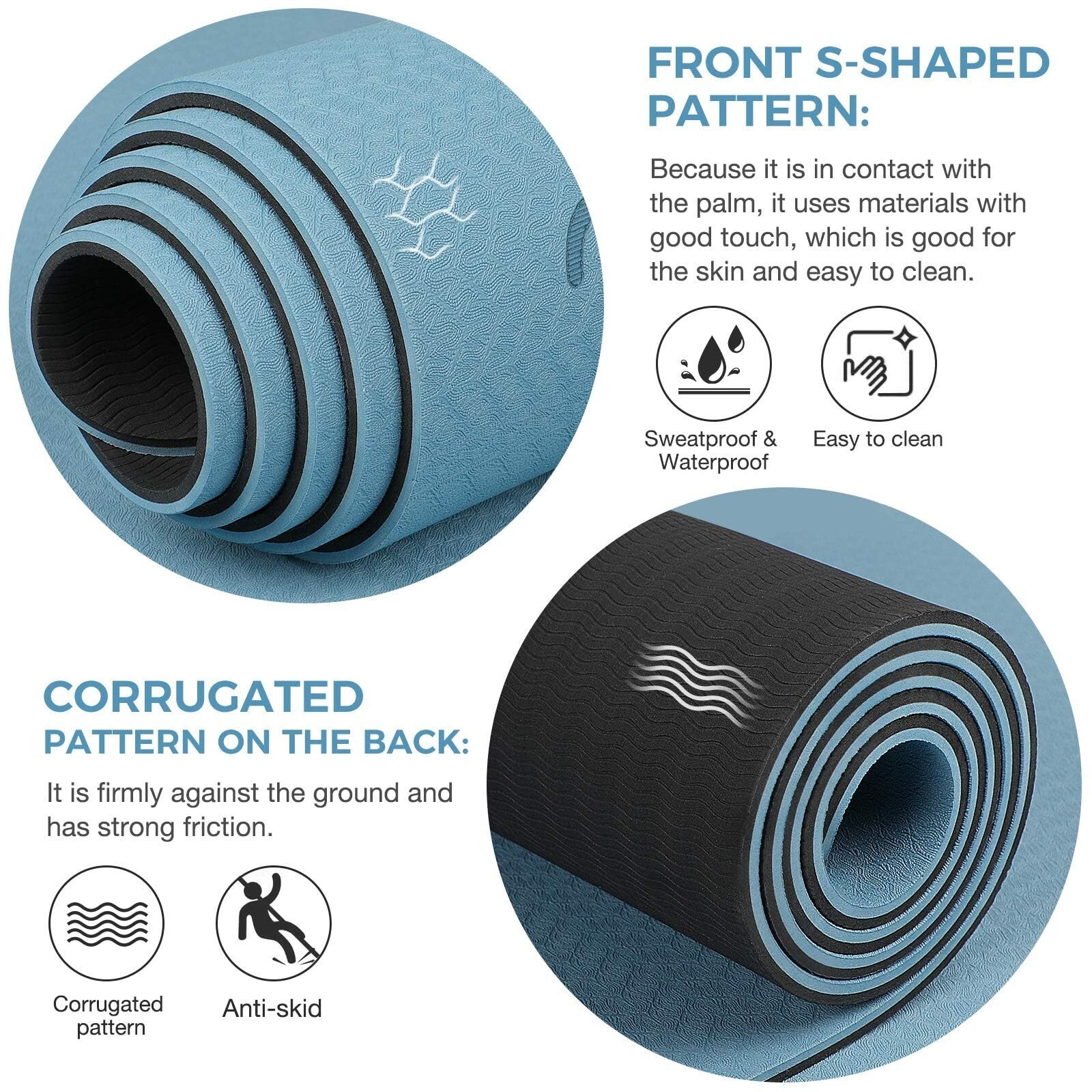 Yoga Mat Non Slip TPE Thick Yoga Mat with Alignment Mark, Large Size 72&Prime;L x 3…