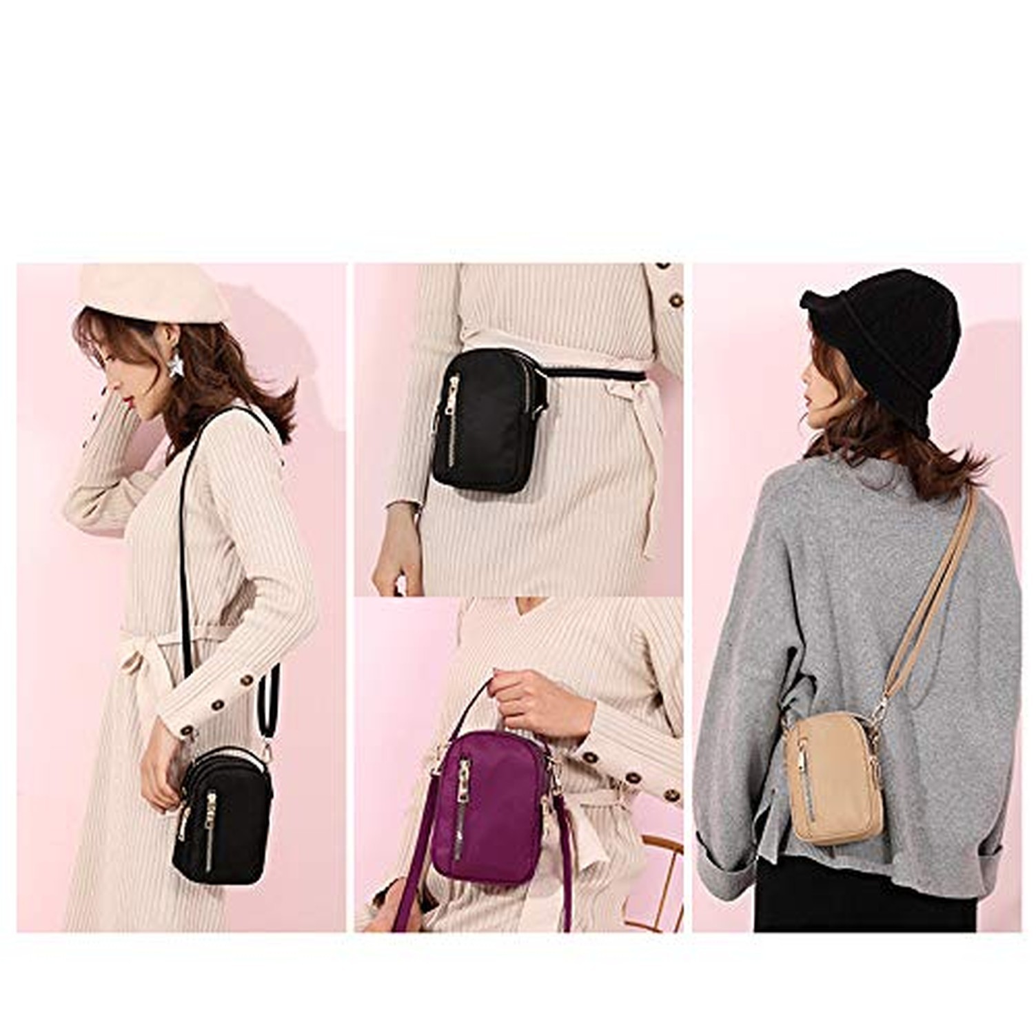 Small Women Travel Crossbody Bag Cell Phone Purse Pouch Handbags Waist Wallet…