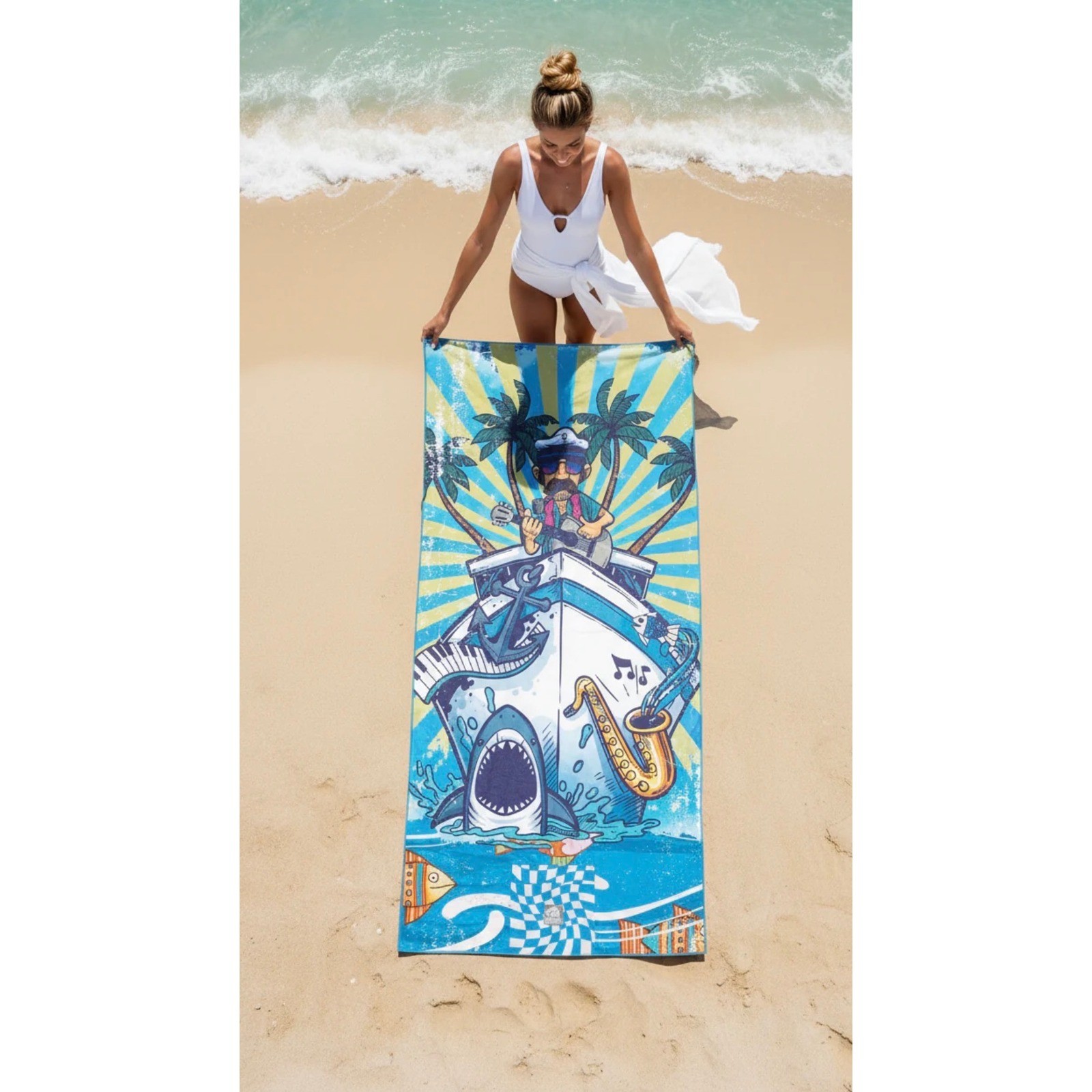 Trunkers Octopus Microfiber Beach Towel Backpack Quick Dry Sand Free Blue NEW