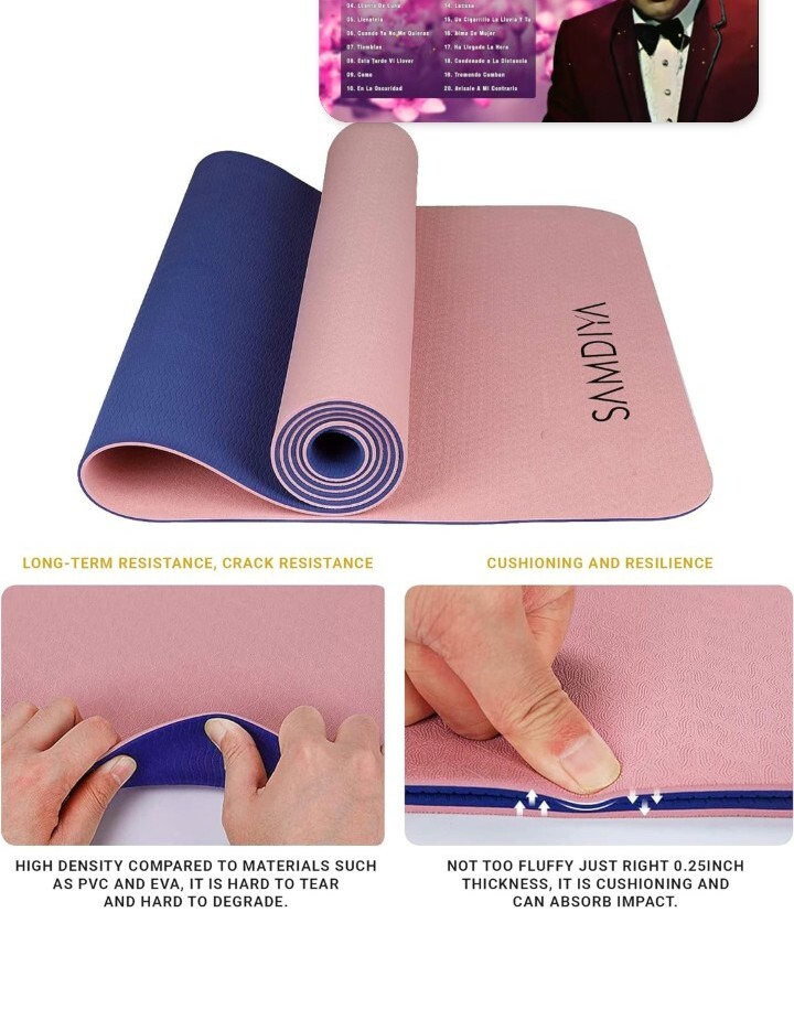 Extra Thick Yoga Mat with Strap for Men and Women Large, Peach-Blue