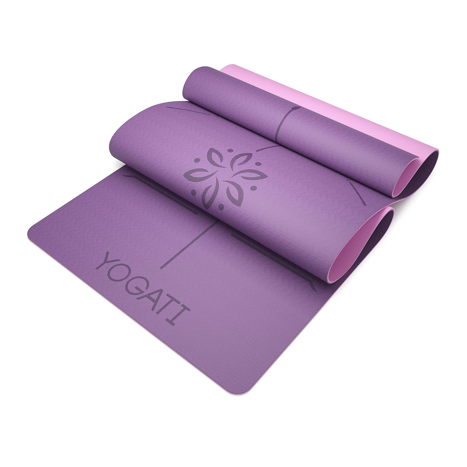Yoga Mat with Alignment Lines. Exercise mat with carry strap. Pilates mats fo…