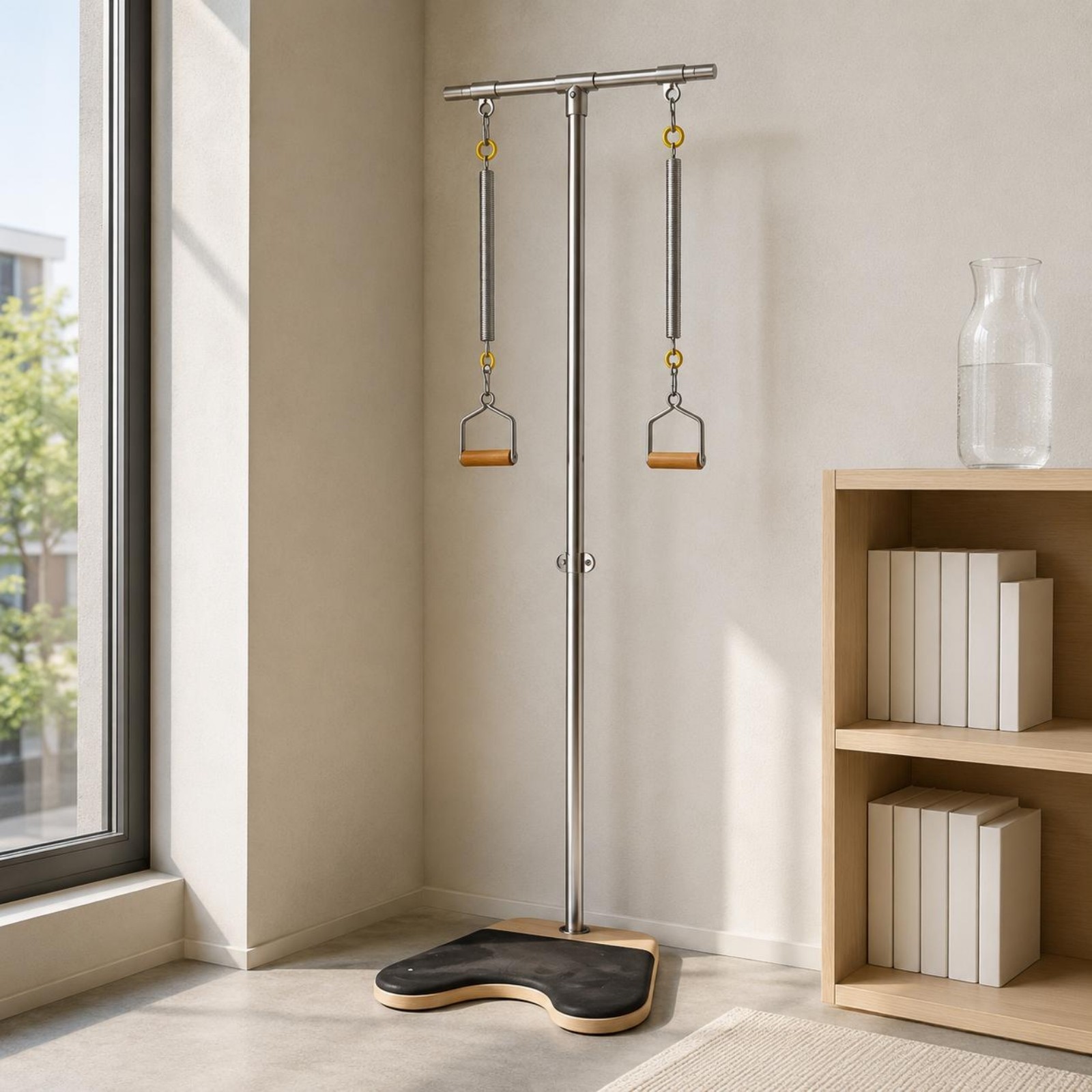 Standing Pilates Frame Yellow Rings Floor Standing Stretch Frame Stretching