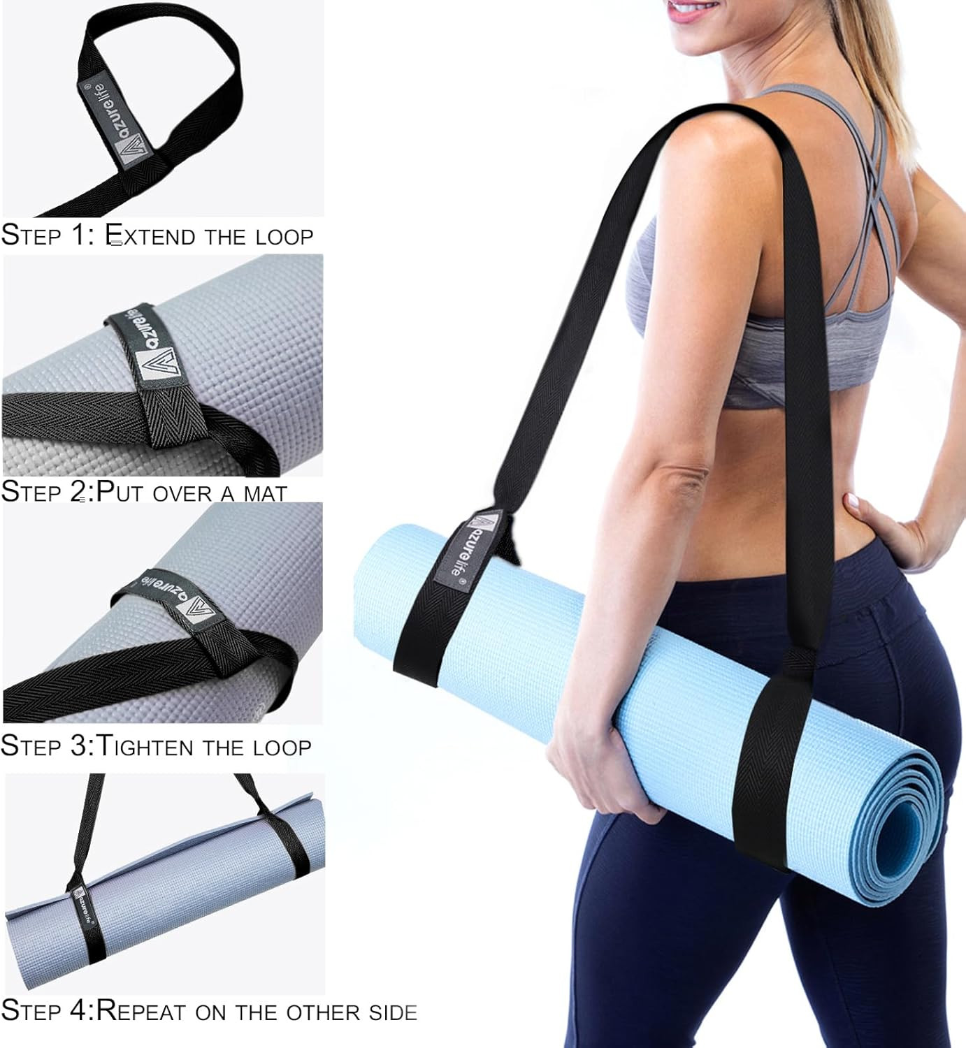 Yoga Mat Sling with Easy-Cinch Straps for Convenient Carrying