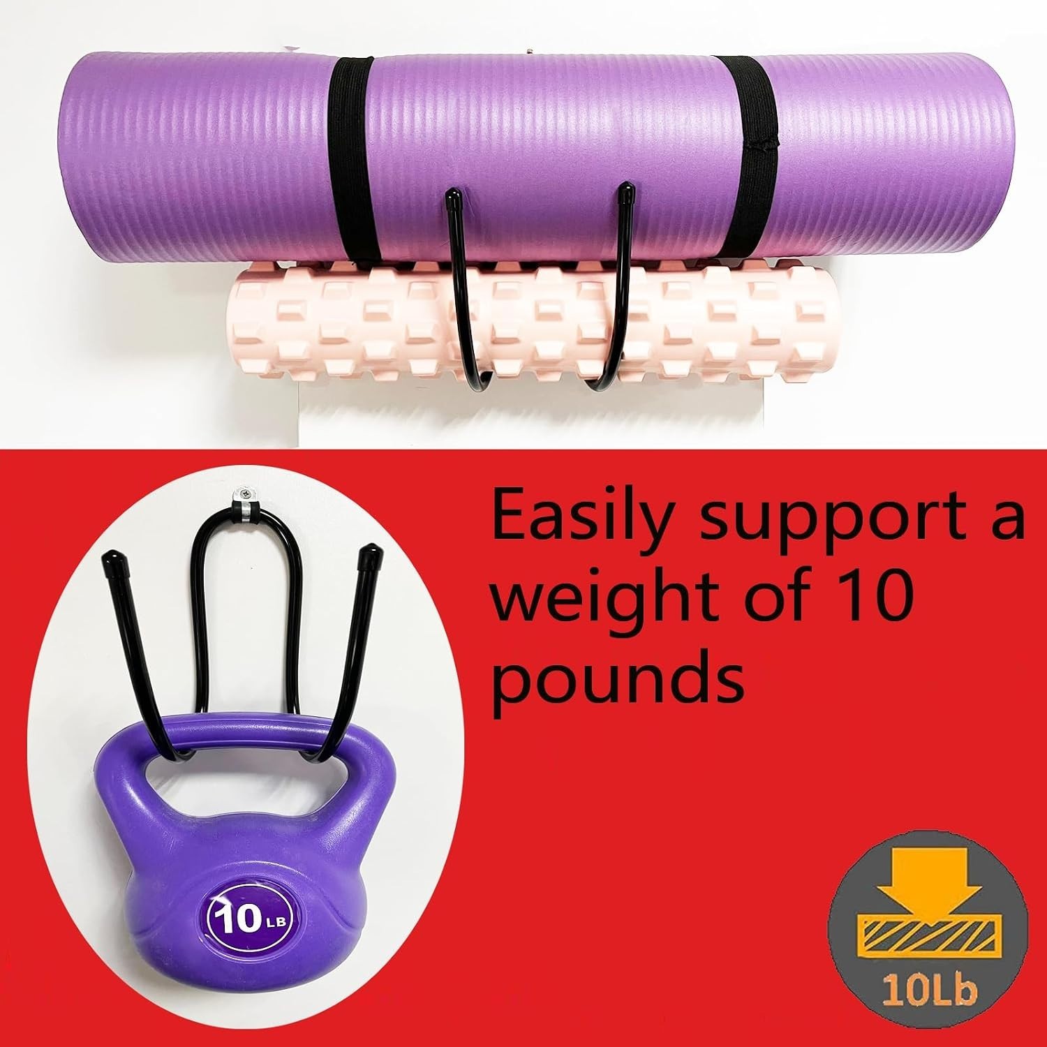Upgraded large Yoga Mat Holder Wall Mount, Metal Storage Rack for Yoga Mat/Wh…