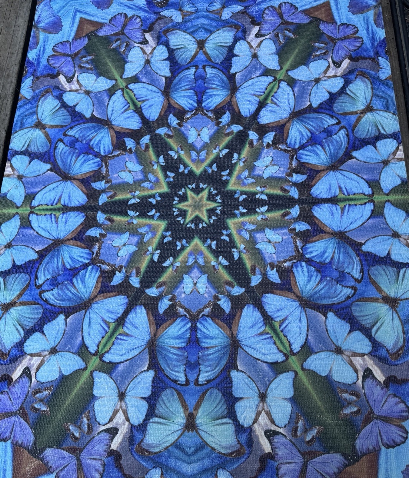 Destiny Blue Butterfly Mandala Yoga Mat Jamila Starwater Art Non Slip Exercise
