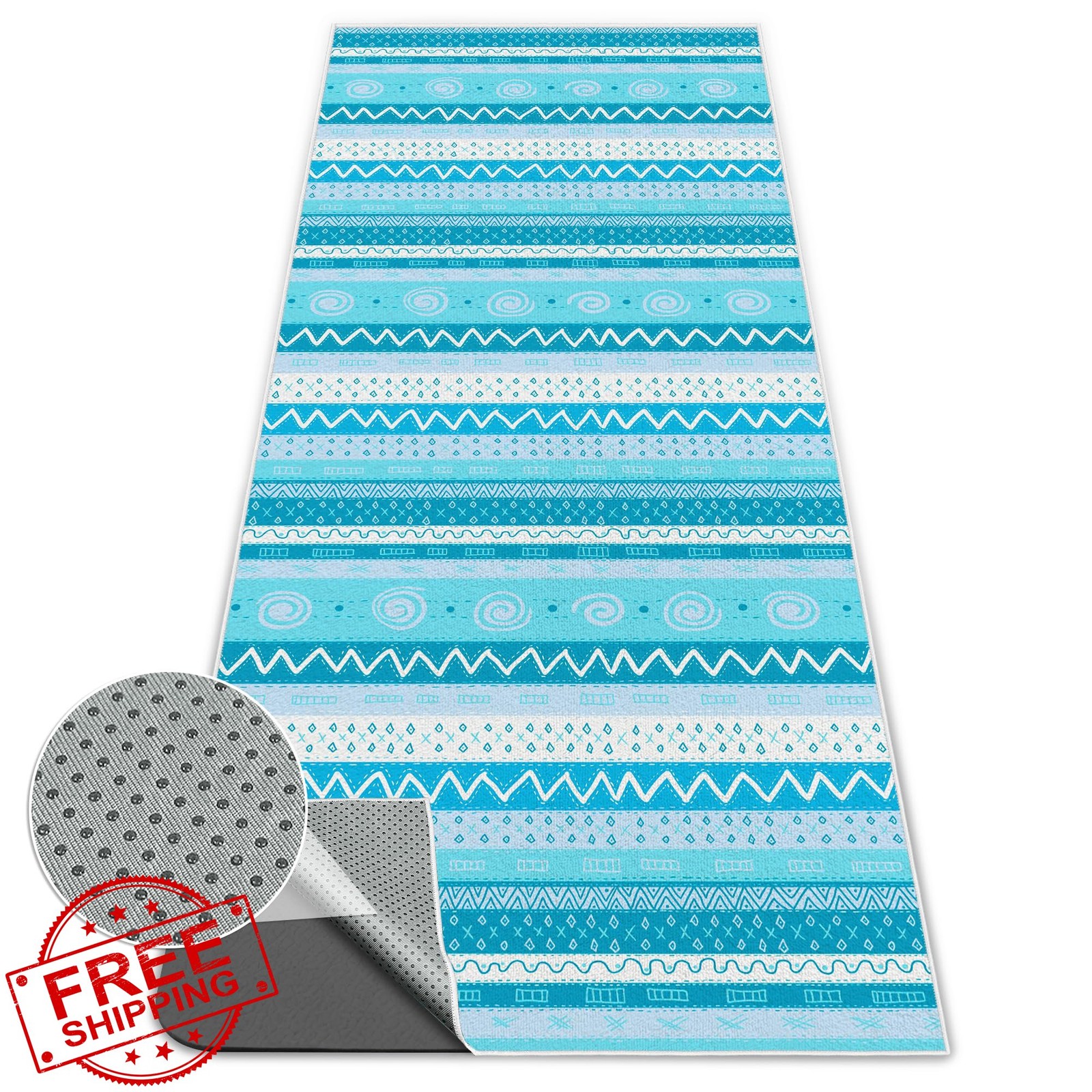 Alissgorat Yoga Towel Light Blue Triangle Geometry