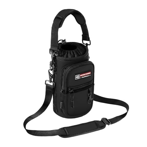 Water Bottle Holder with Strap,Water Bottle Carrier Bag Sling 40oz Night Black